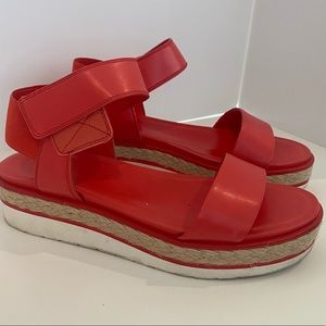 Women’s red platform sandals size 10